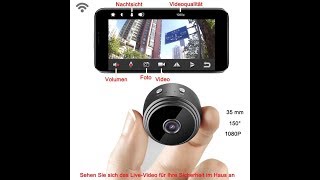 Microfire Mini Wlan Überwachungskamera Akku Infrarot Nachtsicht Dashcam Funktion Spy Spion Kamera [upl. by Airotkciv371]