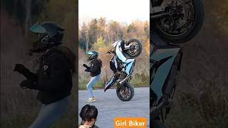 Biker Girl automobile wheelie smartphone biker bike motorsport motorcycle moto stunt fridy [upl. by Fanchie]