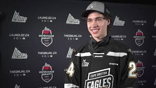 2024 QMJHL Draft  Romain Litalien after being drafted by the Cape Breton Eagles [upl. by Bronnie]