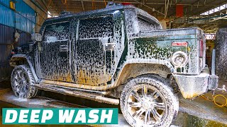 Deep Washing Dirty Car Hummer H2 SUT Ever Seen [upl. by Tartan]