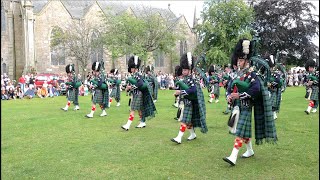 Ballater Pipe Band march off finishing Beating Retreat after 2023 Ballater Highland Games [upl. by Ipoillak]