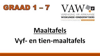 Graad 1  7 Vyf en tienmaaltafels wiskvaw wiskdo [upl. by Harrak]