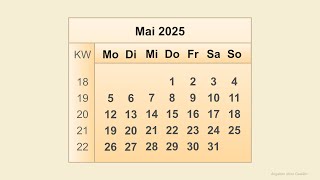 Kalender Mai 2025 [upl. by Anaihsat]