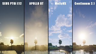 TOP 4 HIGH END MINECRAFT SHADERS COMPARISON  SEUS PTGI E12  APOLLO RT  MOLLYVX  CONTINUUM 21 [upl. by Arber506]