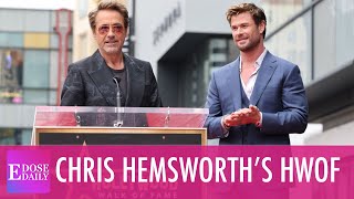 Robert Downey Jr ROASTS Chris Hemsworth At HWOF Ceremony [upl. by Yornek28]