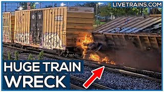 CAUGHT On Camera  HUGE TRAIN WRECK In St Louis [upl. by Augie112]