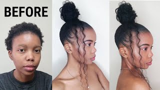 HOW TO DO A CURLY BUN ON SHORT NATURAL HAIR USING GEL  NO HEAT  BEGINNER FRIENDLY [upl. by Abagail946]