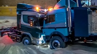 RC truck Scania got stuck Rescue ACTION with wheel loader [upl. by Peih]