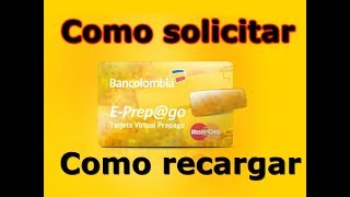 Tutorial Tarjeta de credito prepago Bancolombia actualizado [upl. by Sudnac860]