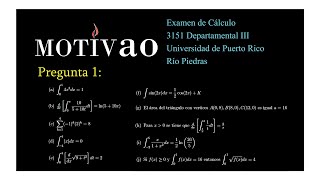 Examen Cálculo MATE 3151  UPRRP  Pregunta 1 [upl. by Cavit]