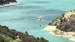 FIREFIGHTING HELICOPTER picking up WATER [upl. by Anairad]