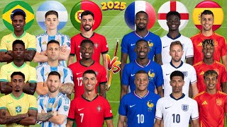 2025 Brazil Argentina Portugal 🆚 2025 France England Spain  Vini Mbappe Messi Ronaldo Yamal Rodri [upl. by Pincas815]