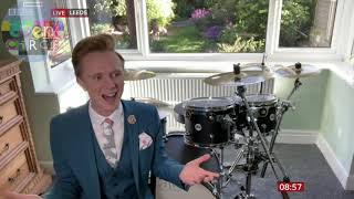 Owain Wyn Evans playing the drums on BBC Breakfast [upl. by Barthel]