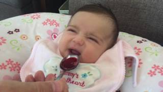 Liana  3 months old baby drinking Organic squashed cherry water [upl. by Yma962]