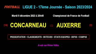 CONCARNEAU  AUXERRE  match de football de la 17ème journée de Ligue 2  Saison 20232024 [upl. by Anaeg]