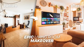 Cozy Living Room Makeover  New Desk Setup REVEAL [upl. by Newkirk738]