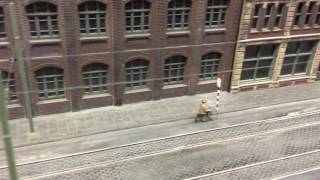 Cyclist on O scale layout at Southwold Model Railway Exhibition [upl. by Neirda100]