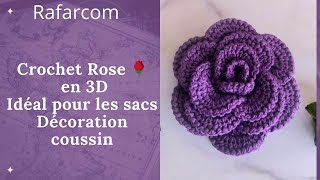 🔥Gauchers comment faire une belle Rose au crochet idéal pour les sacs déco coussin [upl. by Anoit]