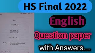 AHSEC HS Final 2022 English question paper with answersClass 12 Final English paper 20222nd year [upl. by Nich]