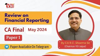 CA Final May 2024 Financial Reporting Paper Review by Dr CA R C Sharma VSI Jaipur [upl. by Tisman402]