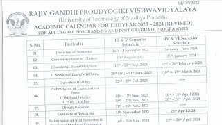 Academic Calendar 202324  RGPV BTech 2nd3rd Year Time Table  RGPV Big Update [upl. by Aeet]