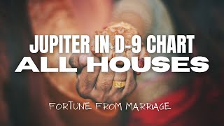 Jupiters Placement In The Houses Of The D9 Chart  Your Fortune From Marriage [upl. by Dnaletak]