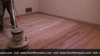 Hardwood floor refinishing Buffing between coats of finish [upl. by Layne]