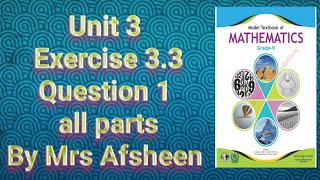 Maths grade 9 Exercise 33 q 1 all parts Fbise new book   afsheeneducation [upl. by Auqinaj466]