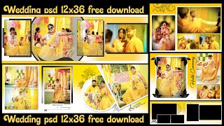 Wedding psd 12x36 free download 2023  Haldi Wedding Album Design PSD Free Download [upl. by Dnalevets]