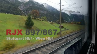 Mit dem Railjet durch die Alpen RJX 897867 Mitfahrt Stuttgart Hbf  Wien Hbf über Bregenz [upl. by Eveleen]