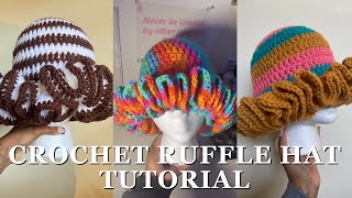 HOW TO CROCHET RUFFLE HAT TUTORIAL intermediate crocheters🧶 ￼ crochet tutorial [upl. by Suirada]