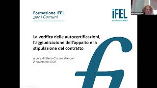 02112022  La verifica delle autocertificazioni l’aggiudicazione dell’appalto e la stipulazione [upl. by Asirac]