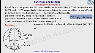 Longitude and Latitude Miscellaneous Problem 1 [upl. by Farrington98]