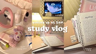 5am study vlog 🍵📔 5am morning routine cafe study lots of studying hauls and more [upl. by Adnar]