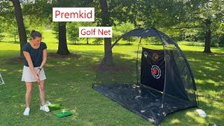 Premkid Golf Net with turf balls and tee easy set up amp fun golf golfpractice golfing [upl. by Kathlene]