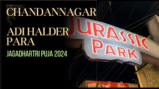 Jurassic Park Chandannagar Jagadhartri Puja 2024  Adi Halder ParaBuri Maaviralvideo vlog [upl. by Marih]