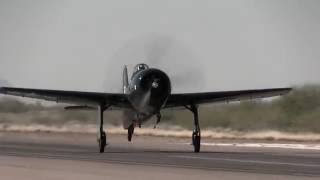 Navy F8F Bearcat Takeoff and Flyby [upl. by Latrice]