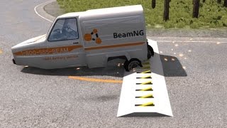 Spike Strip Testing 51  BeamNGdrive [upl. by Einahpetse]