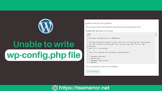 unable to write wpconfigphp file  SOLVED [upl. by Elleirbag]