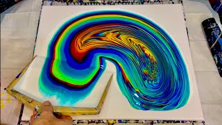 Acrylic Pouring Fluid Art  2 Painting Techniques Using A Dustpan [upl. by Javler]