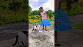 Baby serves milk to her cat youtubeshorts cute billi cat catlover meow shortvideo [upl. by Lednahs685]