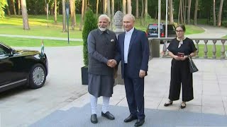 Indias PM Modi in Russia for first visit since Ukraine offensive  AFP [upl. by Ahsinehs]