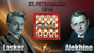 Emanuel Lasker Vs Alexander Alekhine 🏆 St Petersburg 1914 🏆 D08 Albins Damengambit  chess 676 [upl. by Faus]