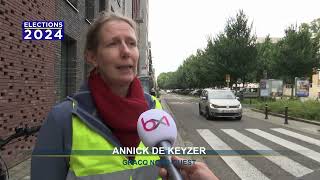 Communales 2024  à Koekelberg la cohabitation entre voiture et vélo nest pas toujours évidente [upl. by Julissa]