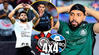 JOGAÇO REACT CORINTHIANS 4X4 GRÊMIO  JOGÃO EM ITAQUERA TERMINA EMPATADO COM POLÊMICA NO FIM [upl. by Wakeen]