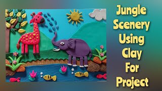 Jungle scenery using clay for CompititionClay modelling animalsClay art and craft [upl. by Onailime180]