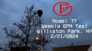 FS Model 7T Weekly Fire Siren Test  Alert  Williston Park NY 2212024 [upl. by Armilla]