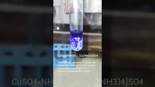 When excess ammonia is add the copper sulphate to produce deep blue tetraamminecopperII sulphate [upl. by Nyrad]