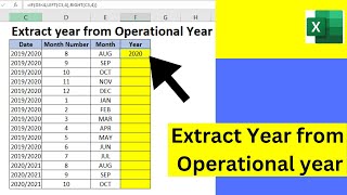 How to Extract year from operational year in excel [upl. by Parshall]