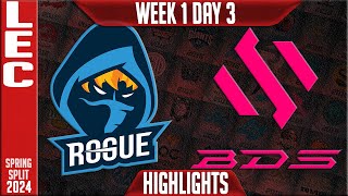 RGE vs BDS Highlights  LEC Spring 2024 W1D3  Rogue vs Team BDS [upl. by Melesa48]